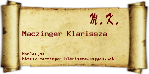 Maczinger Klarissza névjegykártya